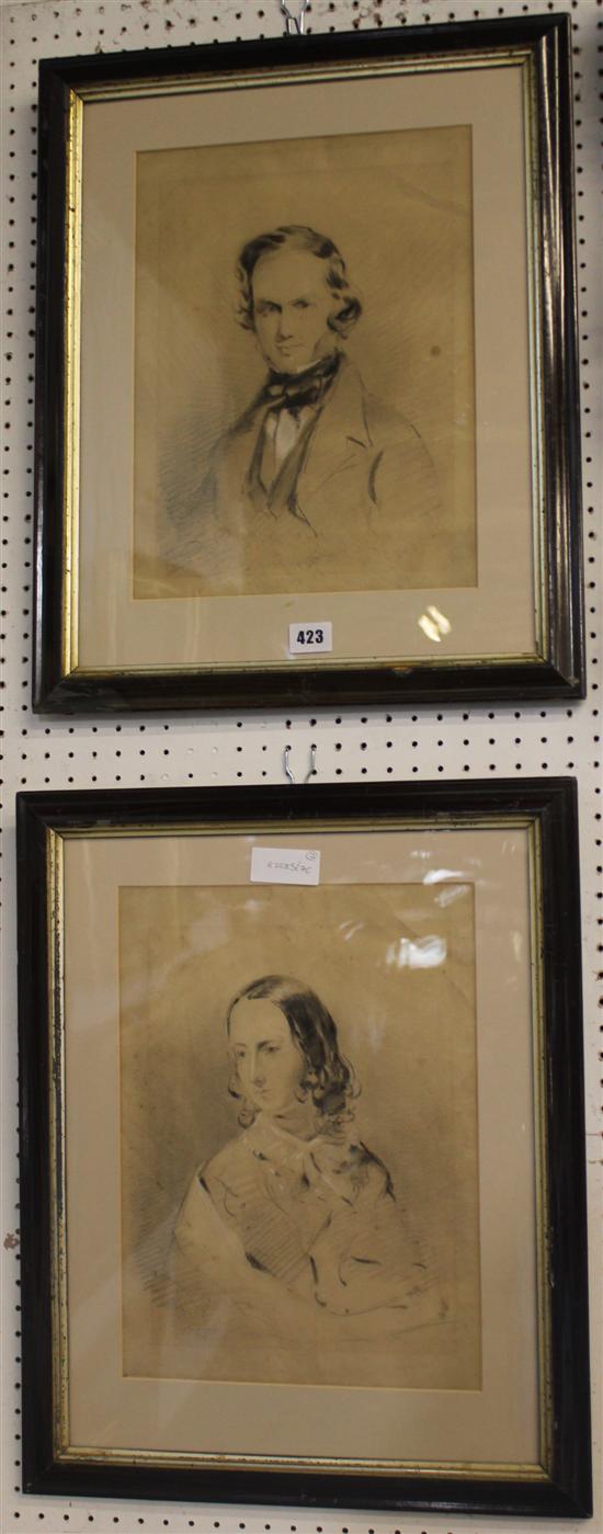 Pair portraits  in pastel(-)